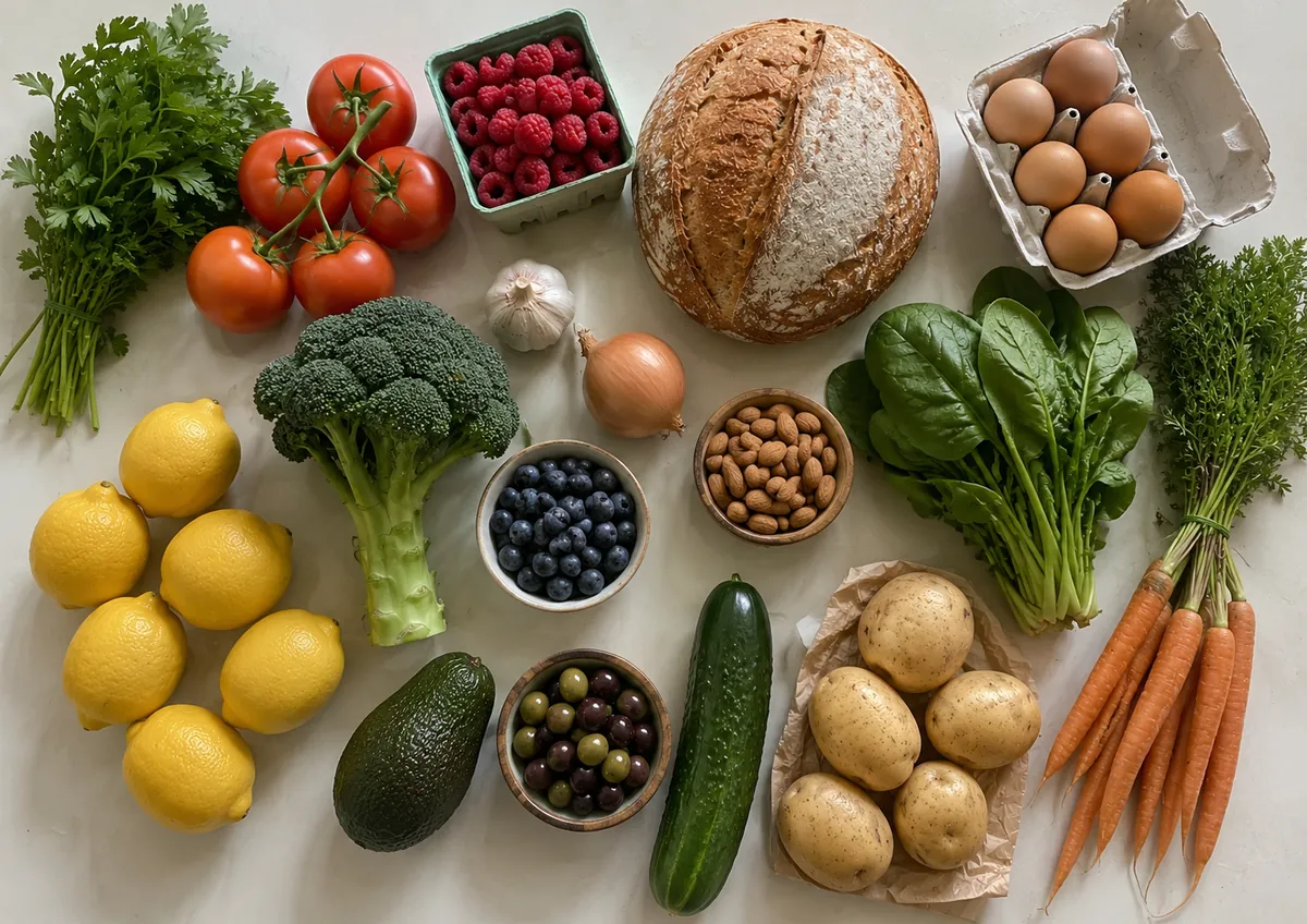 Fresh groceries being scanned